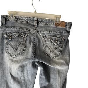 Vanity Jeans Y2k 29x31 Bootcut Distressed Whisker Wash Flap Pockets Denim